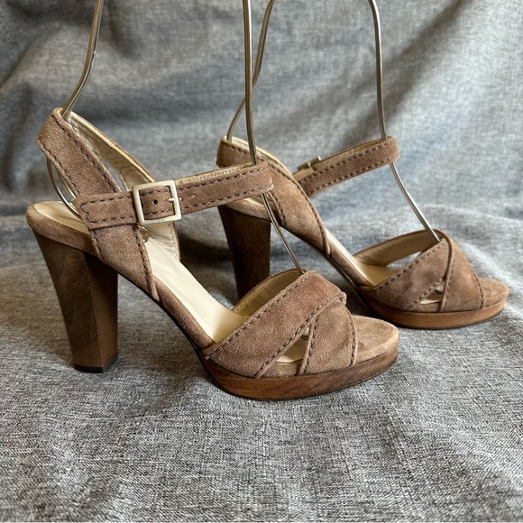Boden tan suede wooden heel sandals - Picture 2 of 12
